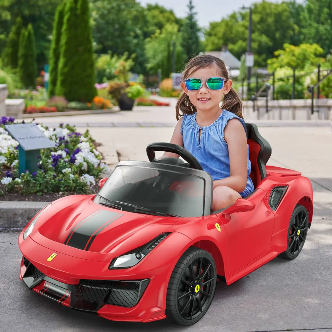 Ferrari 488 Pista Spider 12V With Leather Seat And Remote Control, Licensed 1