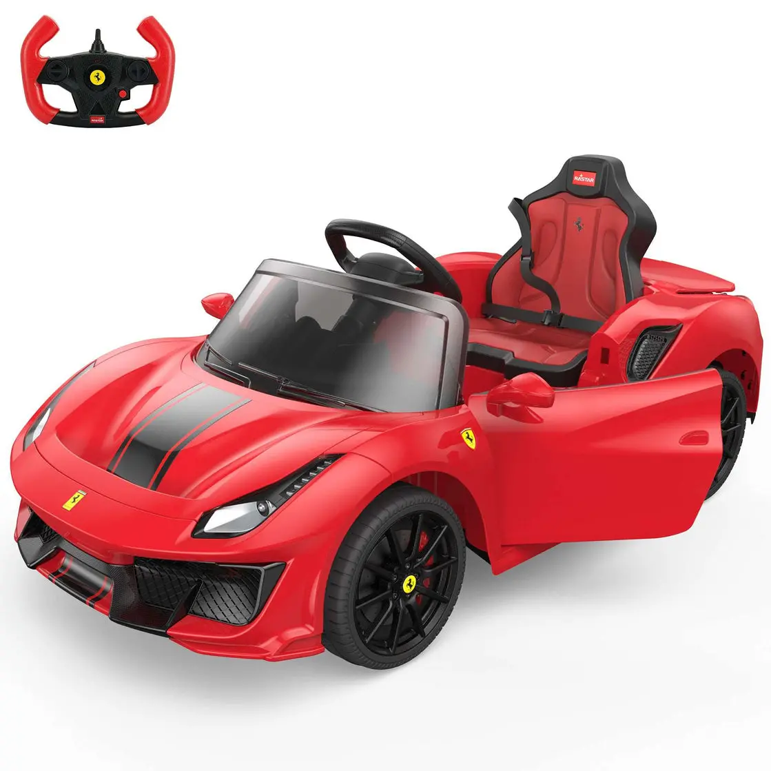 Ferrari 488 Pista Spider 12V With Leather Seat And Remote Control, Licensed 2
