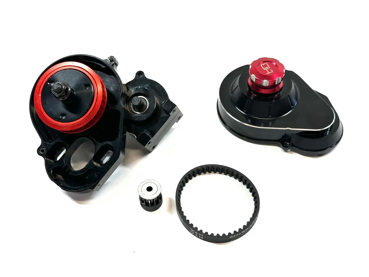 Belt Drive Axial Scx10ii Standard 3 Gear Transmission W/ Hot Racing Aluminum Housing & Metal Internal Gear Set 2