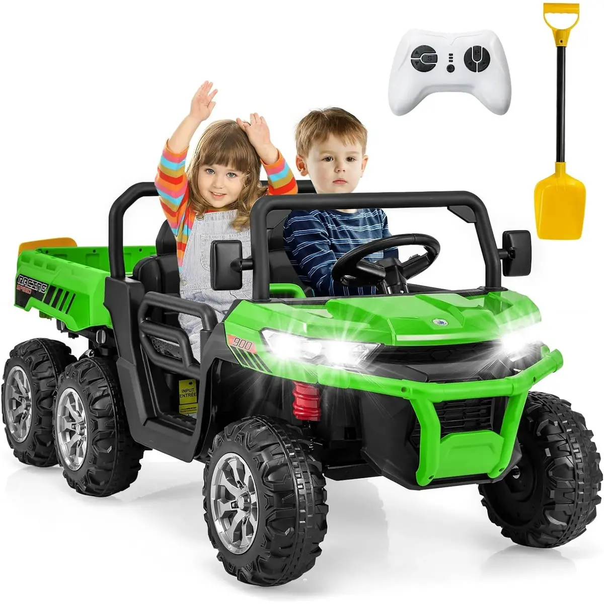 24V 2 Seater Ride On Dump Truck, 4Wd 6X6 Battery Powered Kids Utv With Remote Control, Electric Dump Bed 1