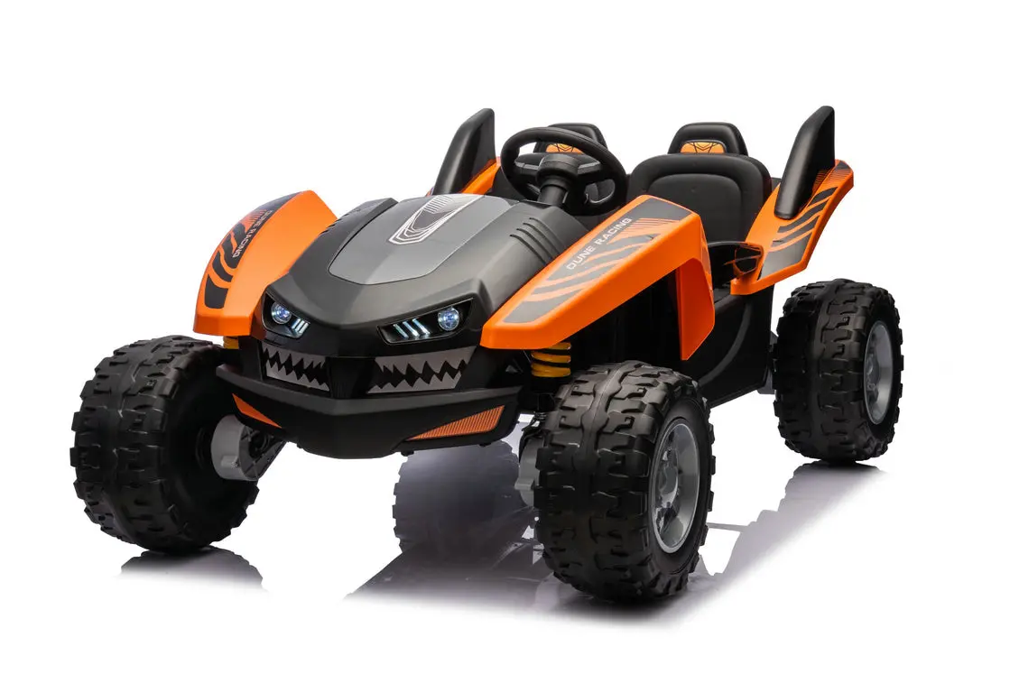 Dune Racer Shark Attack Edition 24V 4X4 Ride-On Car – 2-Seater Kids Electric Dune Buggy With Rubber Wheels, Leather Seats, And Metal Chassis 1