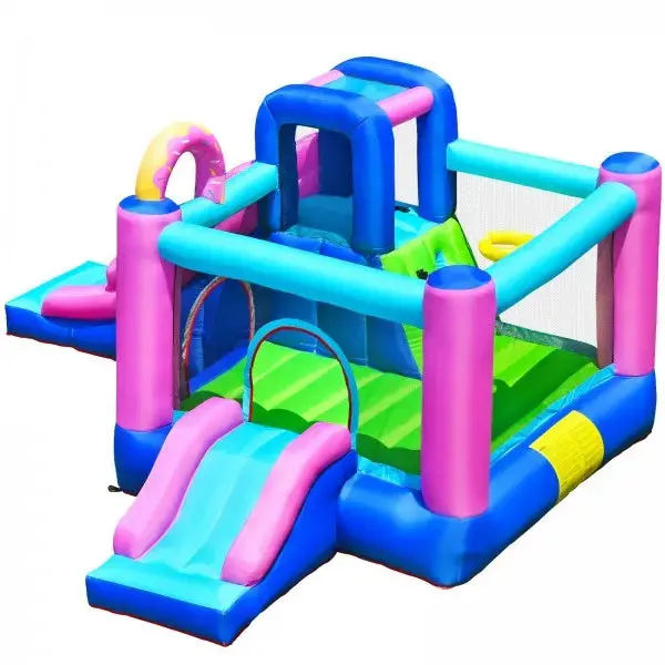 Inflatable Bounce Castle With Dual Slides And Climbing Wall Without Blower 1