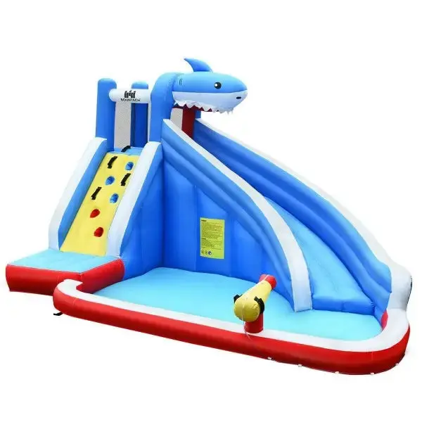 Inflatable Water Slide Shark Bounce House Castle Without Blower 1