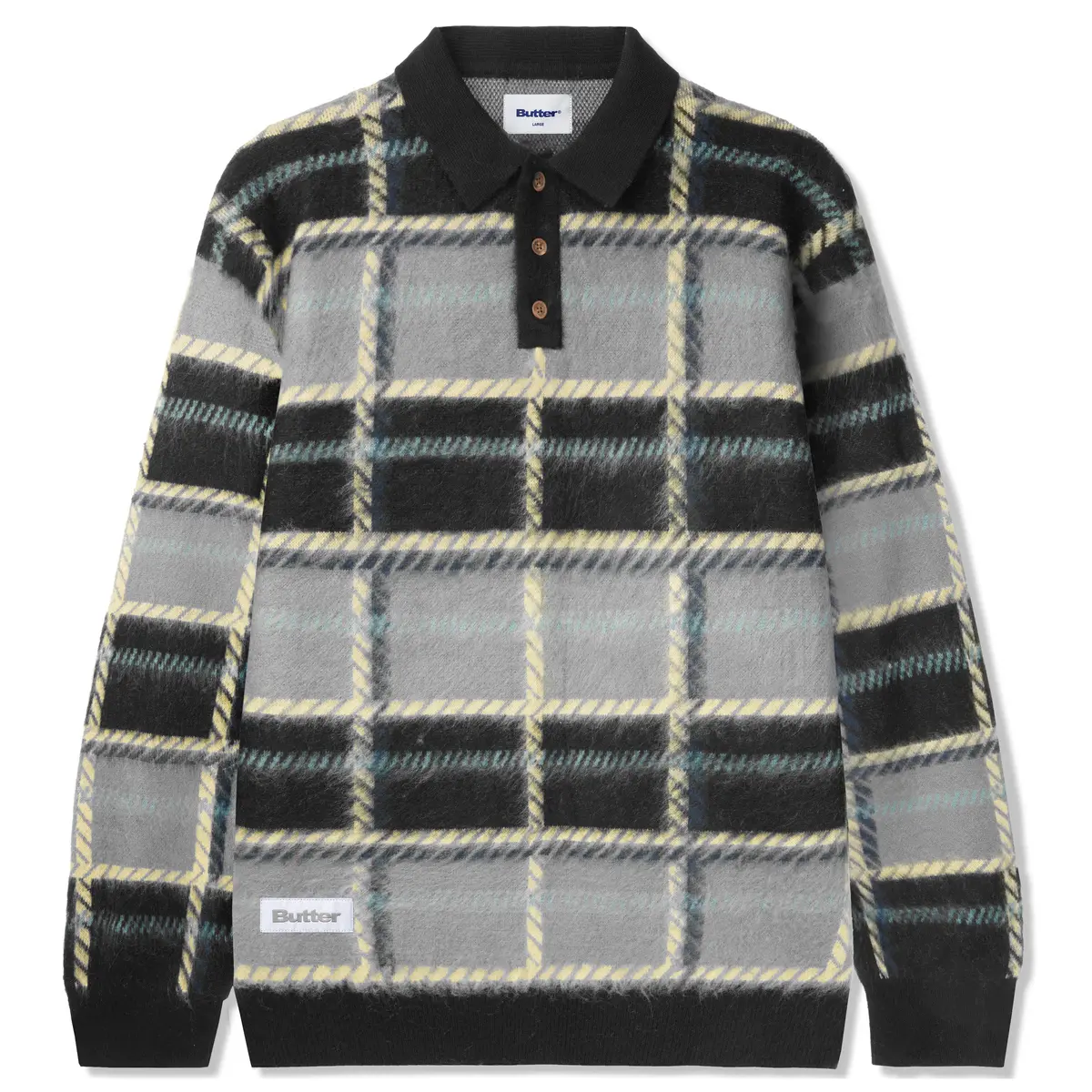 Butter Goods Ivy Button Up Knit Sweater Black/Grey 1