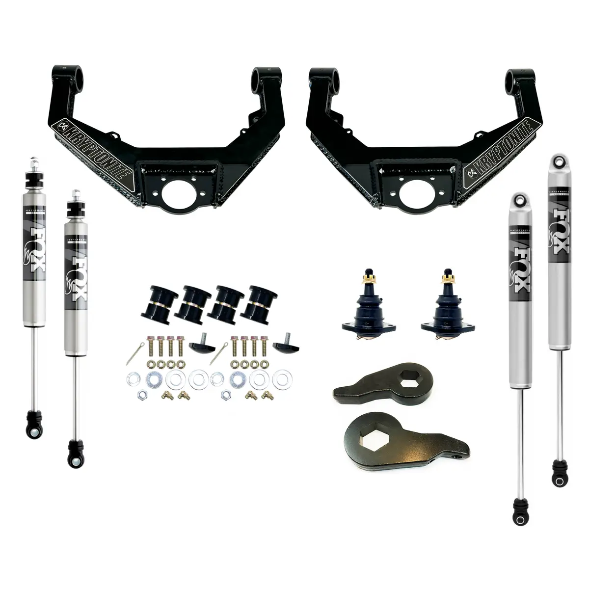 Kryptonite Stage 3 Leveling Kit With Fox Shocks For 2001–2010 Chevy/Gmc Hd Trucks & 2002–2009 Hummer H2 1
