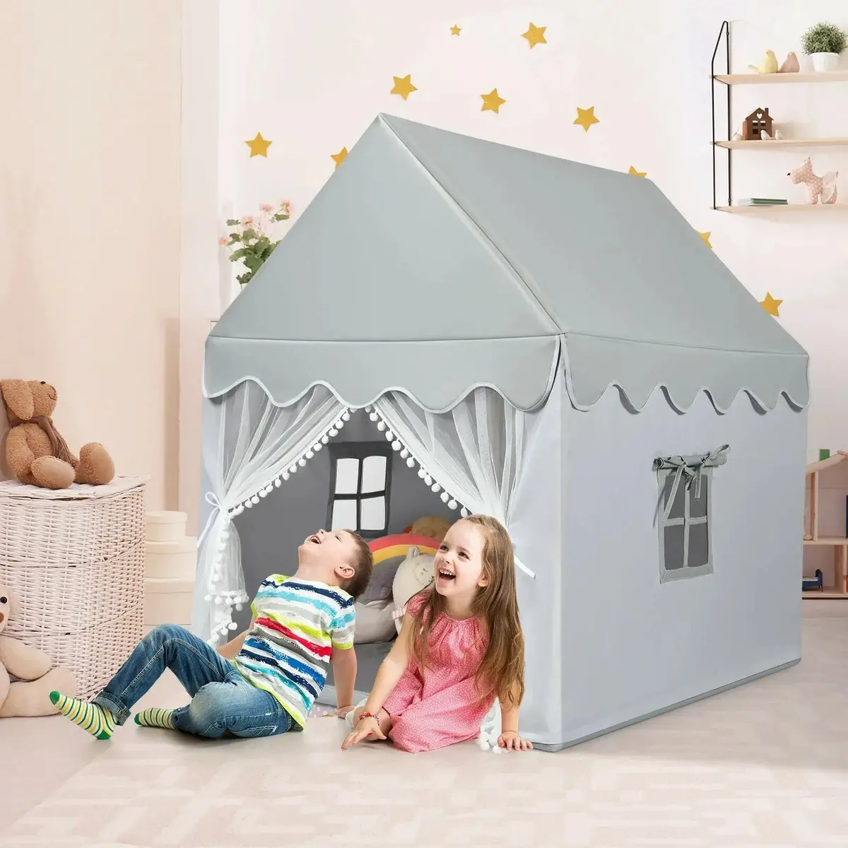 Kids Large Play Castle Fairy Tent With Mat 1