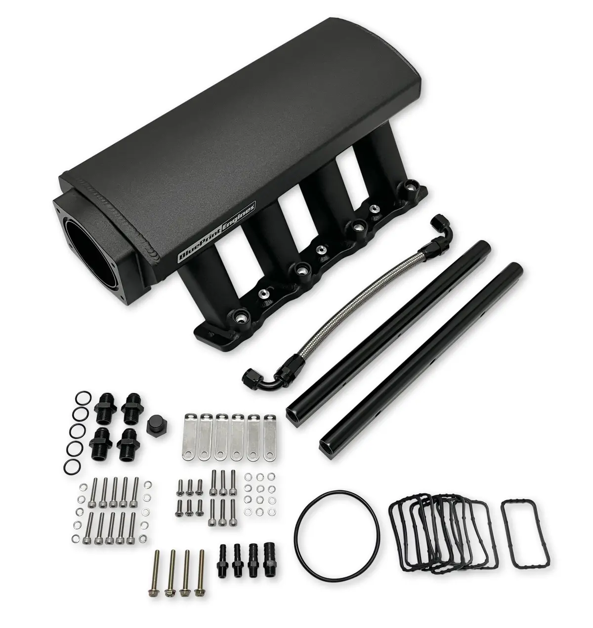Gm Ls Compatible Intake Manifold, Bpe Logo, Ls3 / L92, Aluminum Black 1