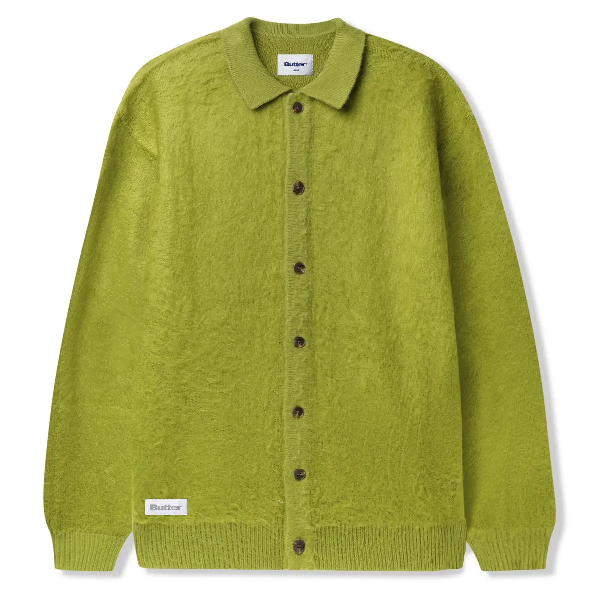 Butter Goods Mohair Button Up Knitted Shirt Moss 1