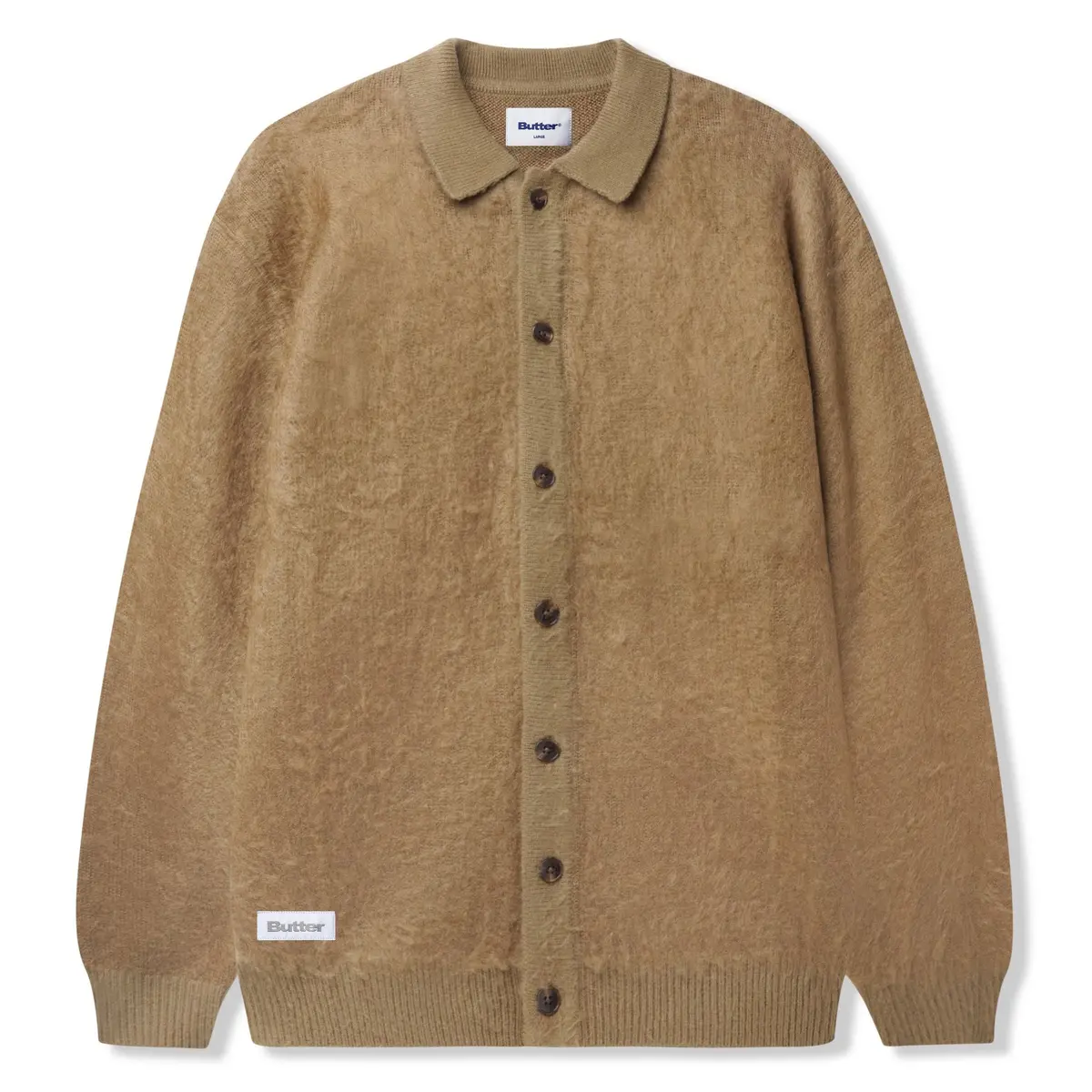 Butter Goods Mohair Button Up Knitted Shirt Tan 1