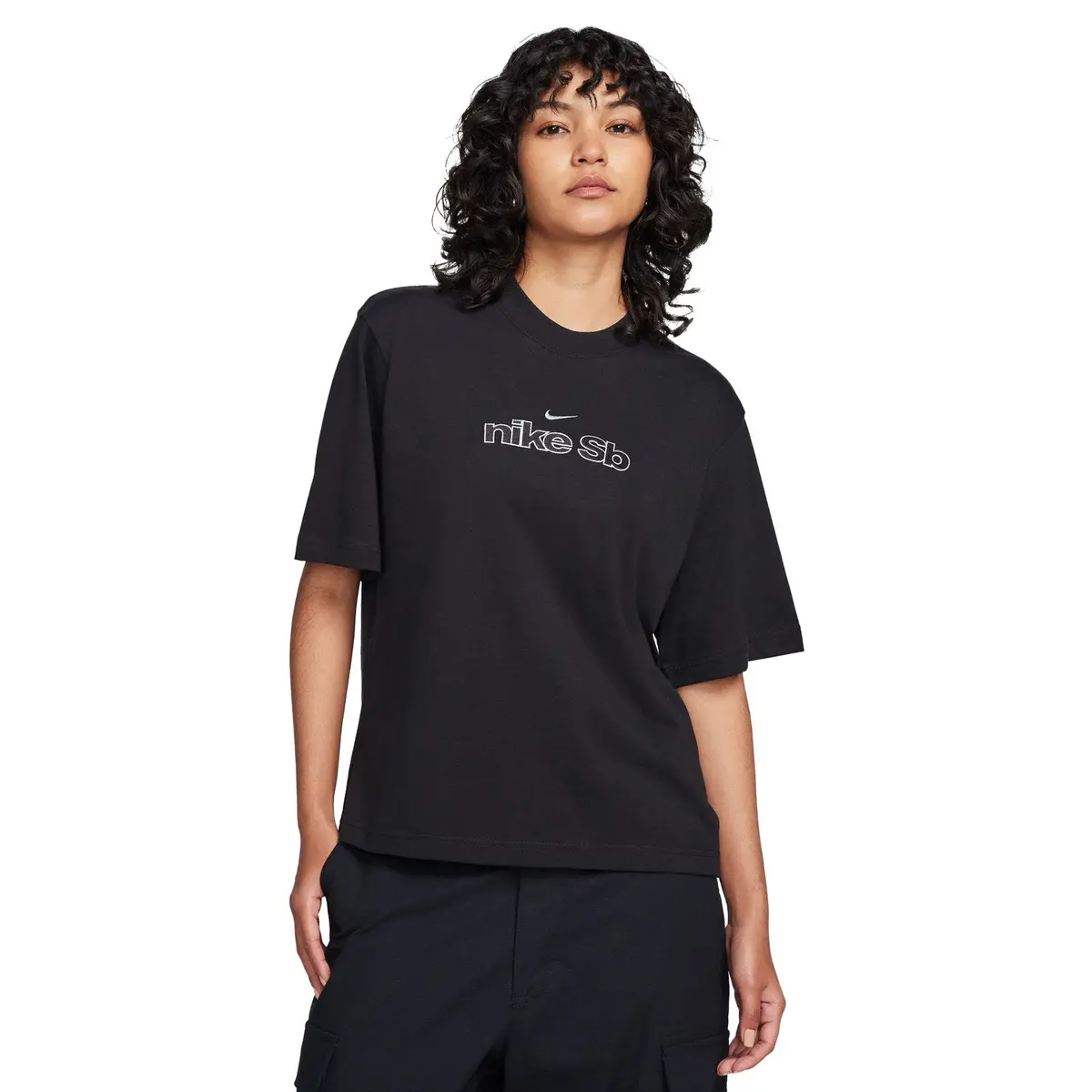 Nike Sb Women's Embroidered Skate T-Shirt Black 1