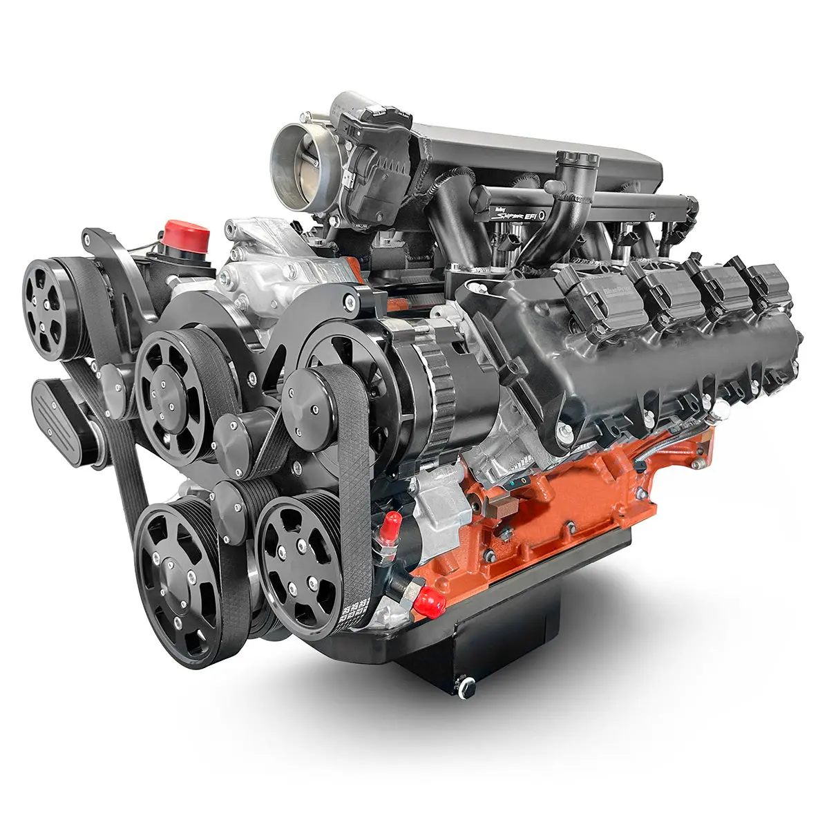 Chrysler Hemi Compatible 426 C.I. Pro Series Engine - 610 Horsepower - Deluxe Dressed - Black Pulley Kit - Fuel Injected 1