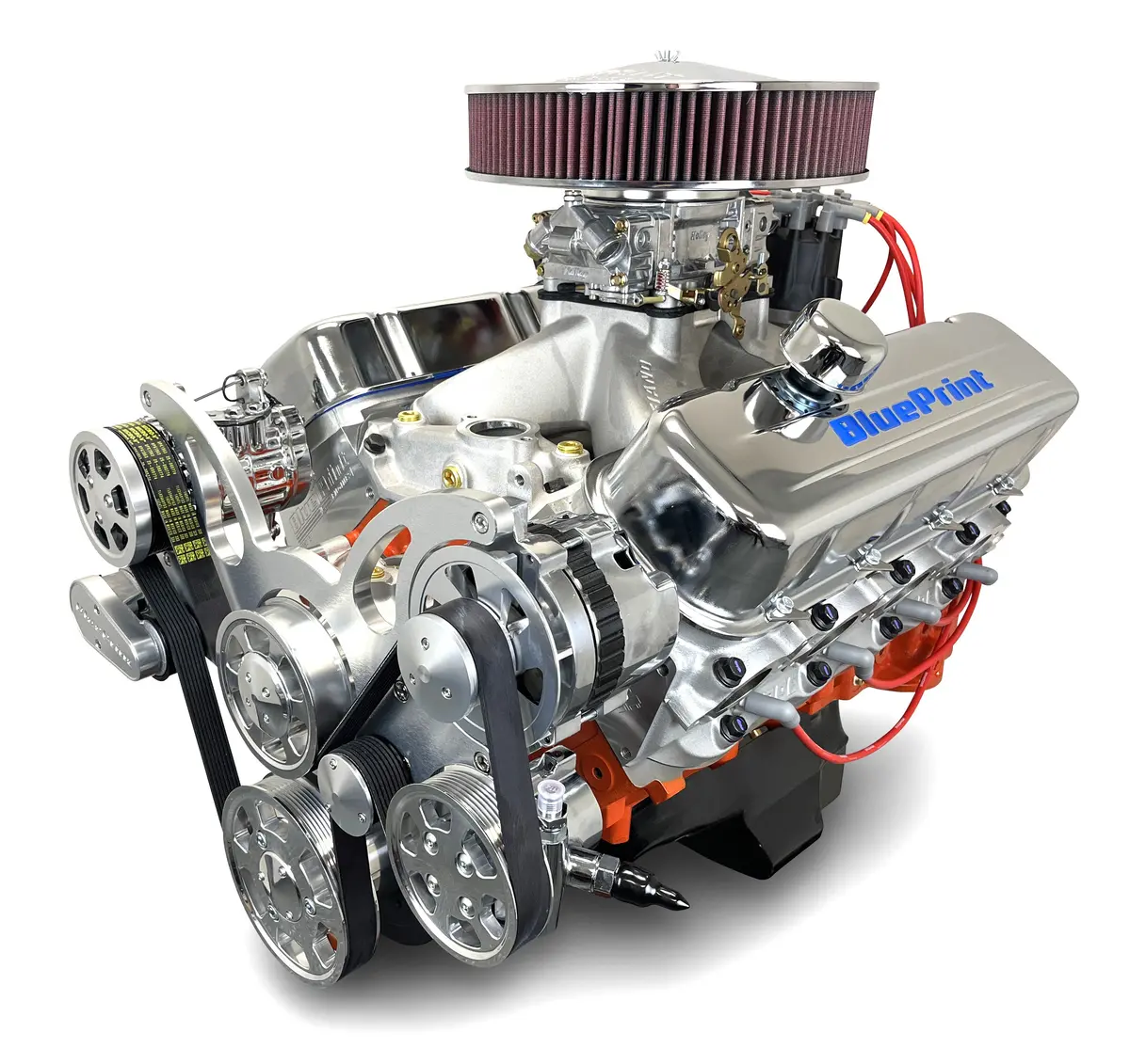 Gm Big Block Compatible 502 C.I. Pro Series Engine - 627 Horsepower - Deluxe Dressed -Polished Pulley Kit - Carbureted 1