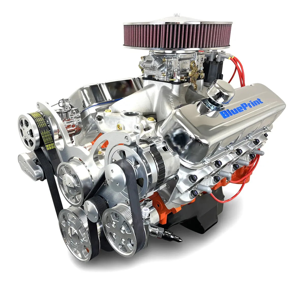 Gm Big Block Compatible 540 C.I. Pro Series Engine - 670 Horsepower - Deluxe Dressed - Polished Pulleys - Carbureted 1
