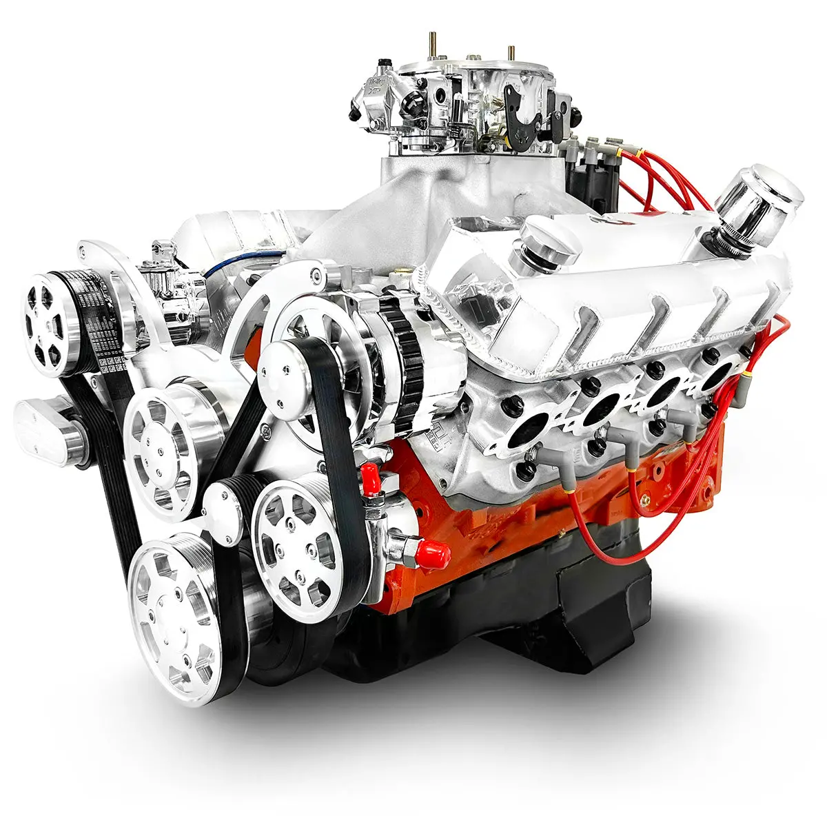 Gm Big Block Compatible 572 C.I. Pro Series Engine - 750 Horsepower - Deluxe Dressed - Polished Pulley Kit - Carbureted 1