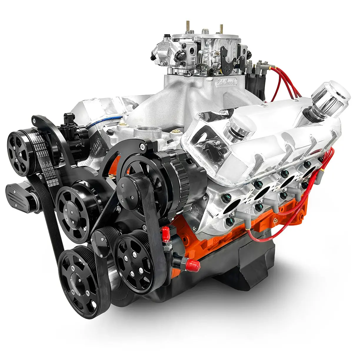 Gm Big Block Compatible 572 C.I. Pro Series Engine - 750 Horsepower - Deluxe Dressed - Black Pulley Kit - Carbureted 1