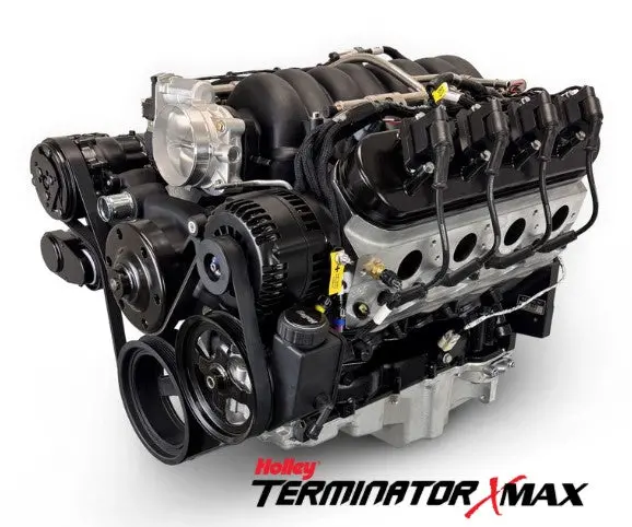 Gm Ls Compatible 376 C.I. Pro Series Engine - 530 Horsepower - Deluxe Dressed - Black Pulley Kit - Holley Terminator X Efi System 1