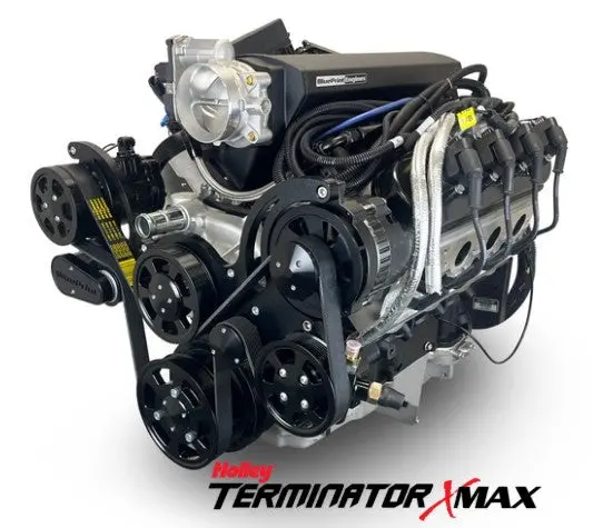Gm Ls Compatible 376 C.I. Pro Series Engine - 525 Horsepower - Deluxe Dressed - Black Pulley Kit - Holley Terminator X Efi System 1