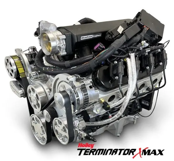 Gm Ls Compatible 376 C.I. Pro Series Engine - 525 Horsepower - Deluxe Dressed - Polished Pulley Kit - Holley Terminator X Efi System 1