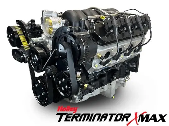 Gm Ls Compatible 376 C.I. Pro Series Engine - 530 Horsepower - Deluxe Dressed - Black Pulley Kit - Holley Terminator X Efi System 1