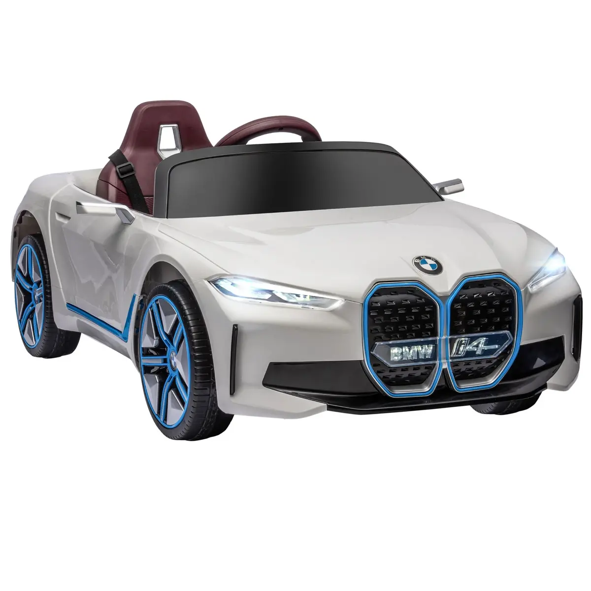 Aosom 12V Electric Ride On Car With Remote Control, 3.1 Mph Kids Ride-On Toy For Boys And Girls With Portable Battery, Suspension System, Horn Honking, Music, Lights, White 1