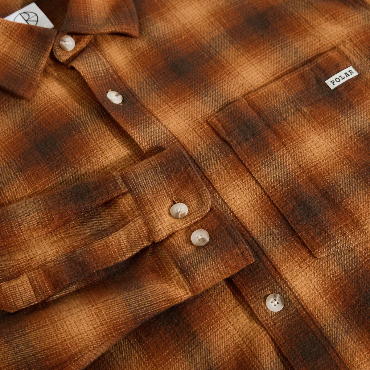 Polar Skate Co. Mitchell Ls Shirt Shadow Check Caramel 3