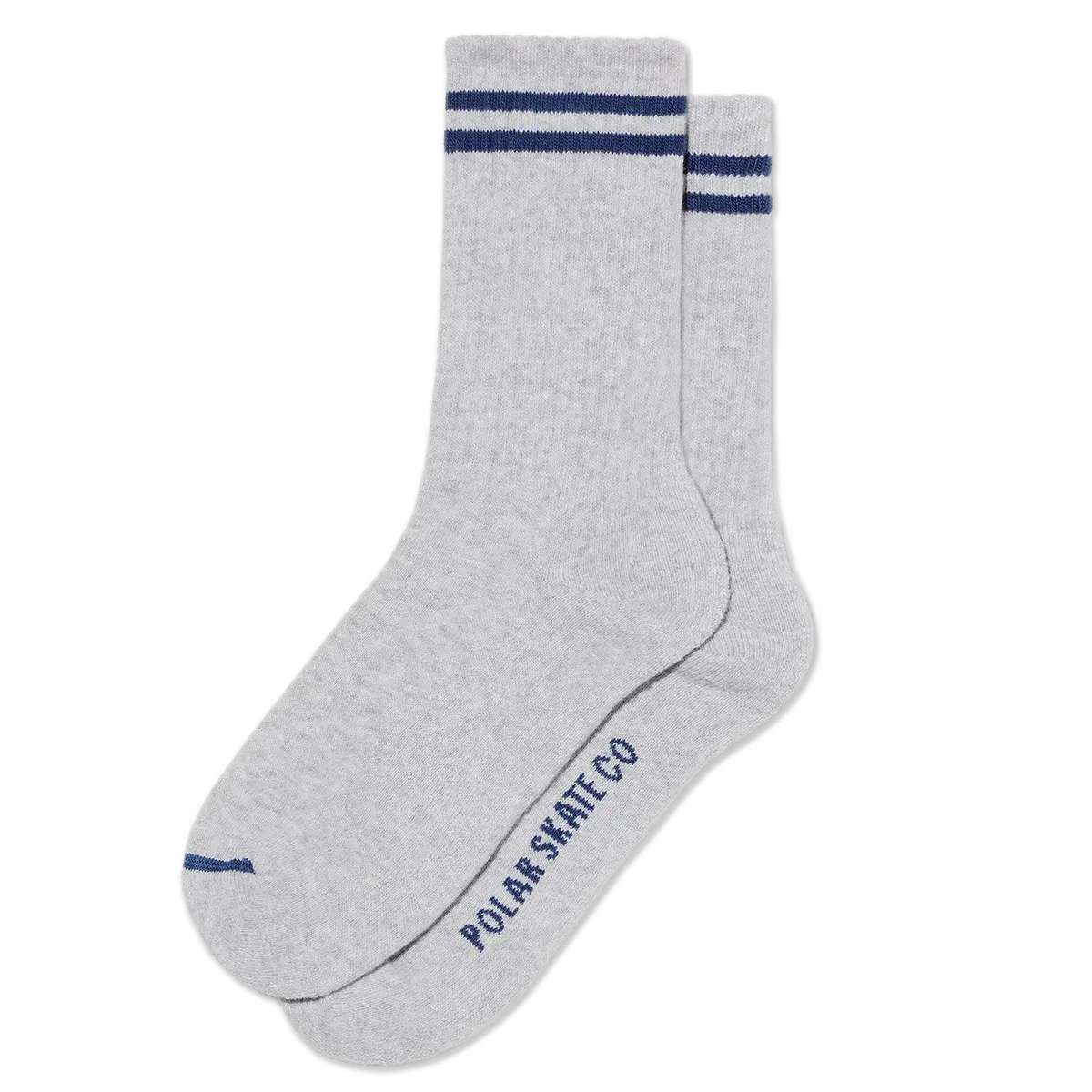 Polar Skate Co. Rib Socks 2 Stripes Heather Grey/Blue 1