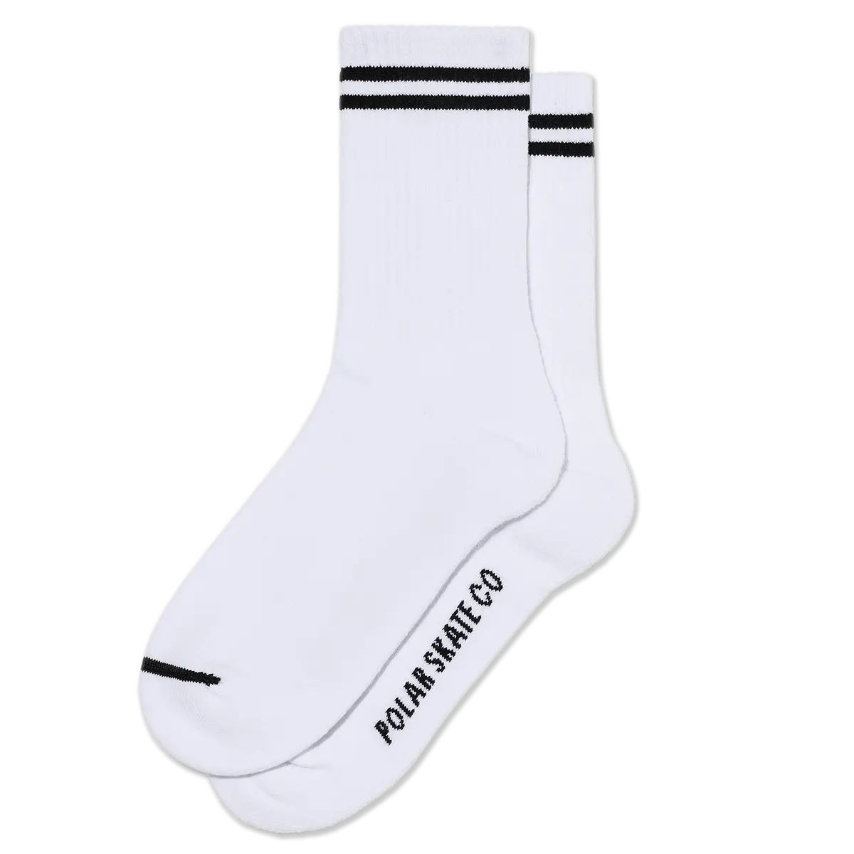 Polar Skate Co. Rib Socks 2 Stripes White/Black 1