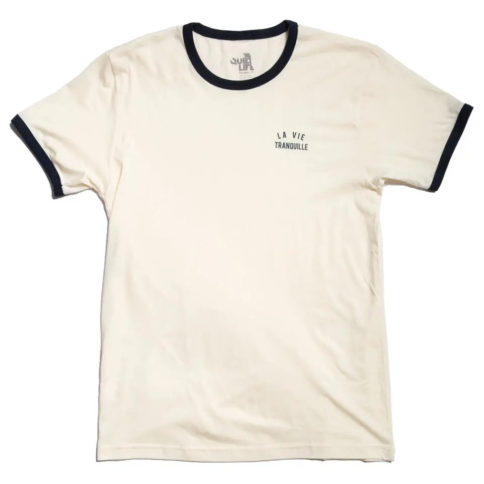 Quiet Life La Vie Tranquille Ringer Tee Cream/Navy 1