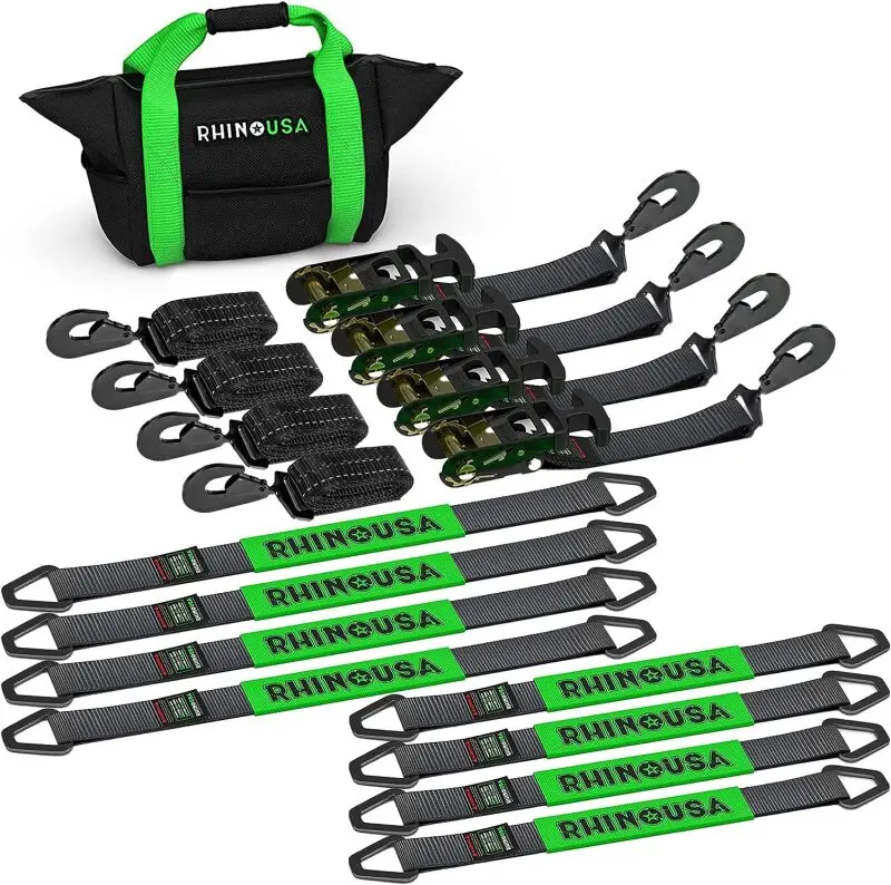 2" X 8' Vehicle Snap Hook Tie-Down Kit By Rhino Usa 1