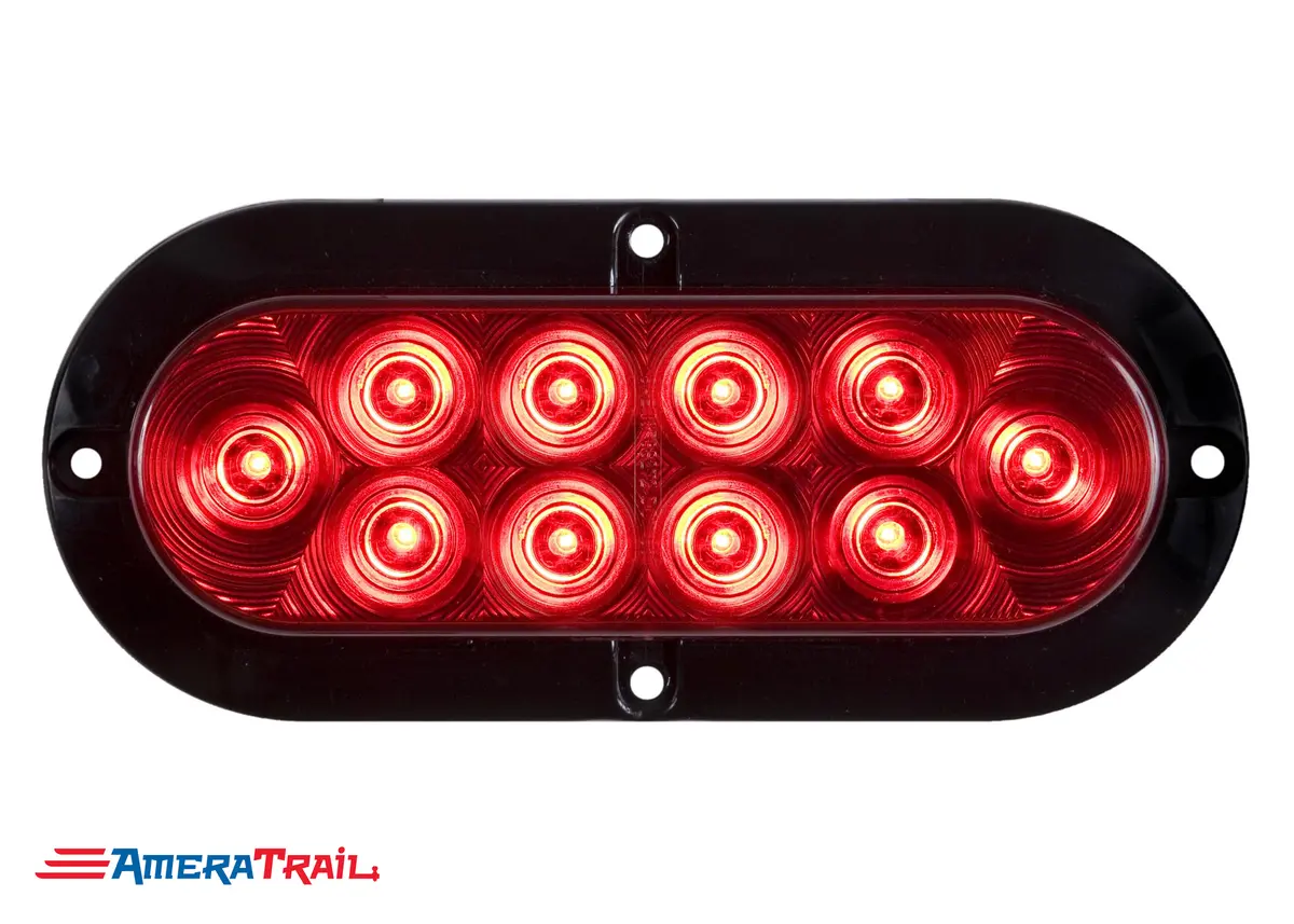6" Oval Led Surface Mount Red Taillight; Optronics 1