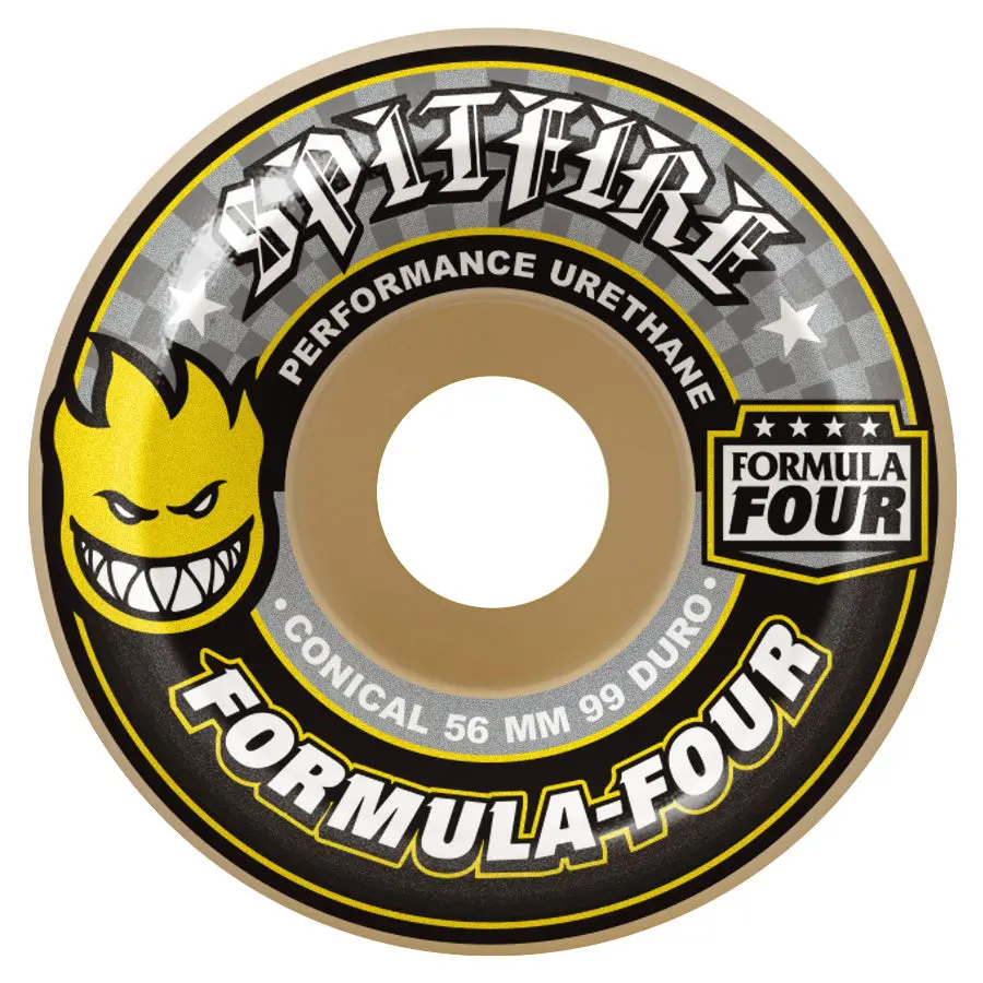 Spitfire Wheels F4 99D Conical Yellow Print 56Mm 1