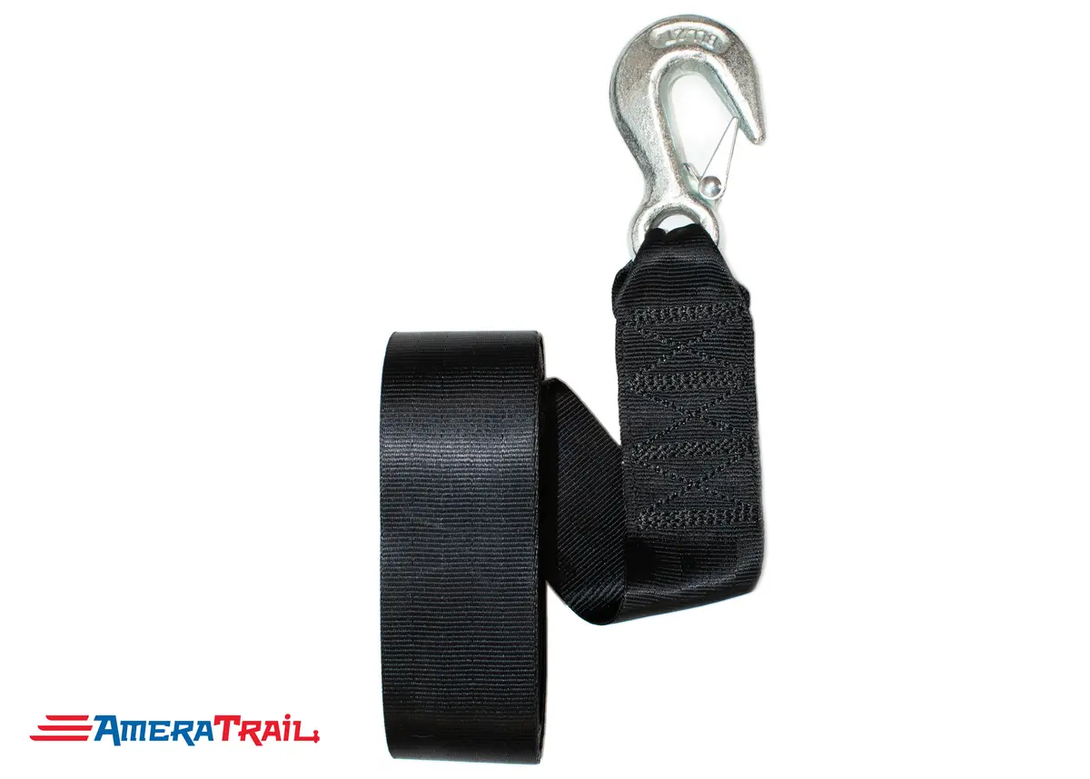 Winch Strap, 20' X 2" W/ Latch Hook, 3,000 Lb. Capacity - Black 1