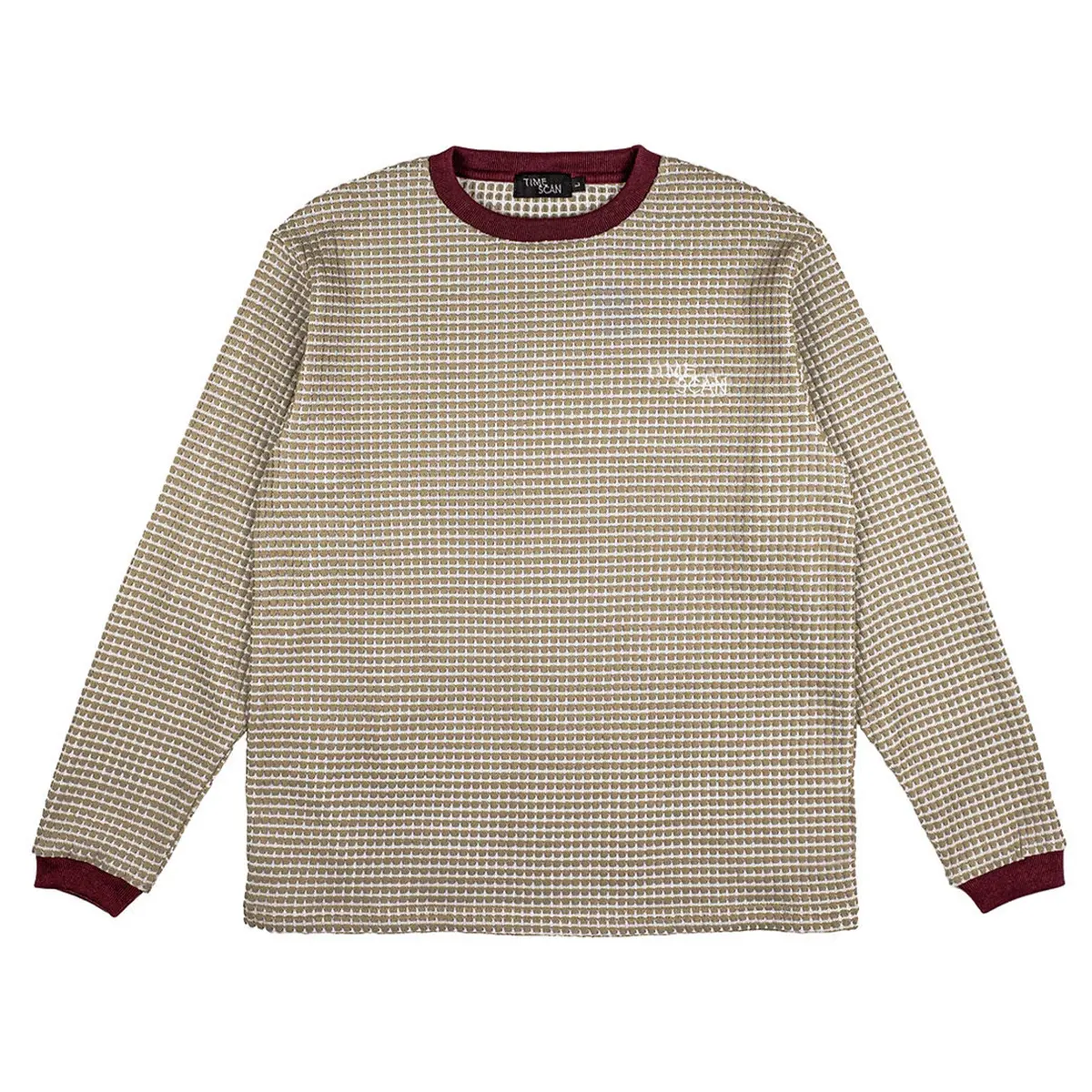 Timescan Waffle Knit Top Burgundy 1