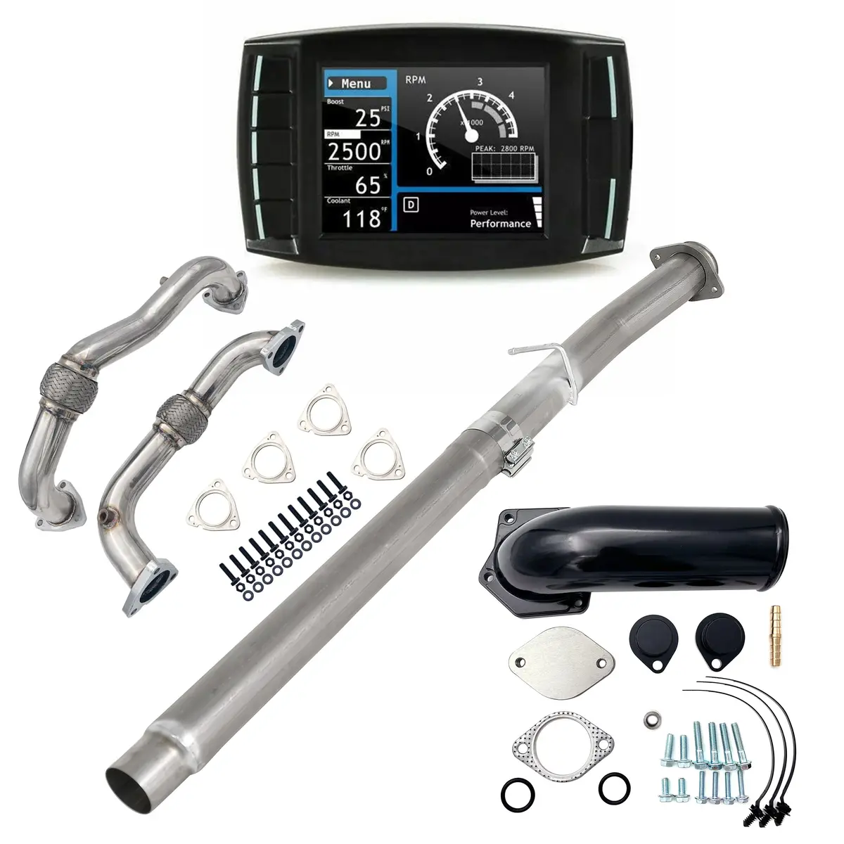 2008-2010 6.4L Ford Powerstroke 4" Dpf/Def/Egr Delete All-In-One Kit 1