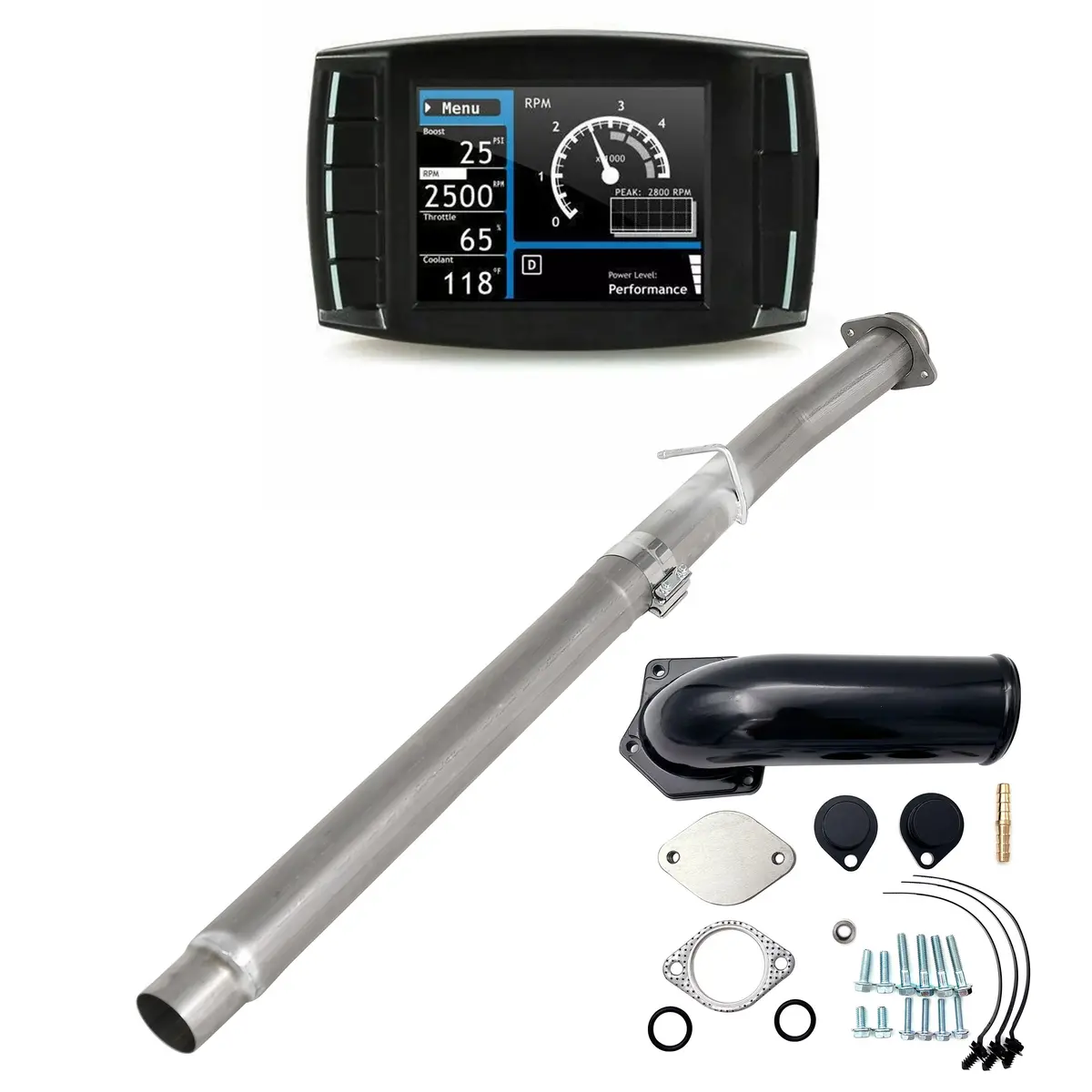 2008-2010 6.4L Ford Powerstroke 4" Dpf/Def/Egr Delete All-In-One Kit 1