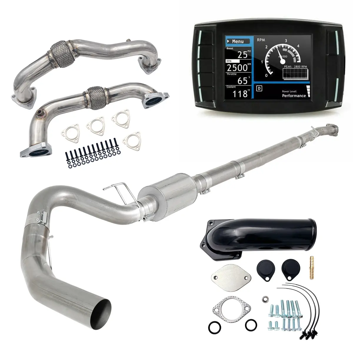2008-2010 6.4L Ford Powerstroke 5" Dpf/Def/Egr Delete All-In-One Kit 1