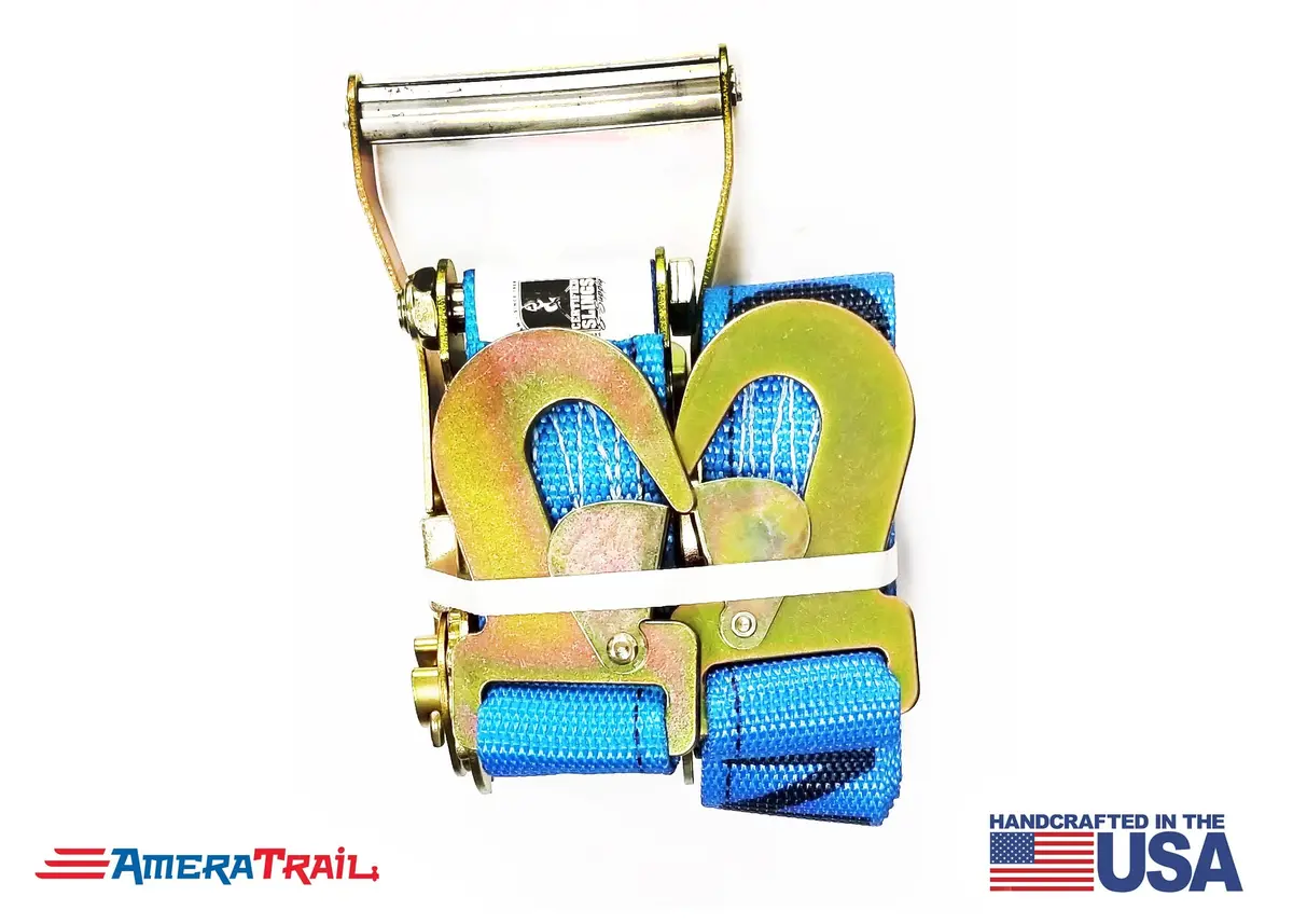 Marine Transom Ratchet Strap Tie Downs, 1665 Workload Capacity - Gold Finish Zinc Coating 1
