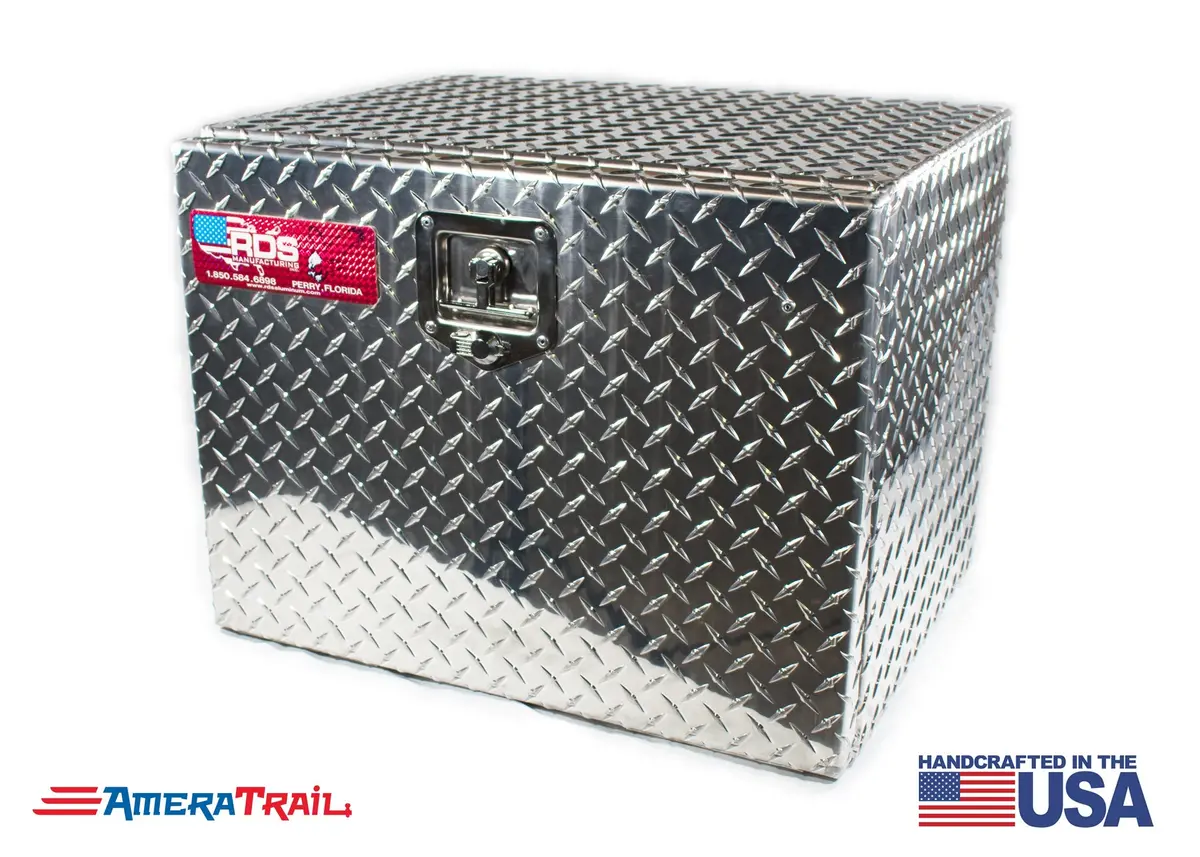 Underbody Toolbox W/ Drop Down Front Door & T Style Lock Handle, Diamond Plate - Rds 1