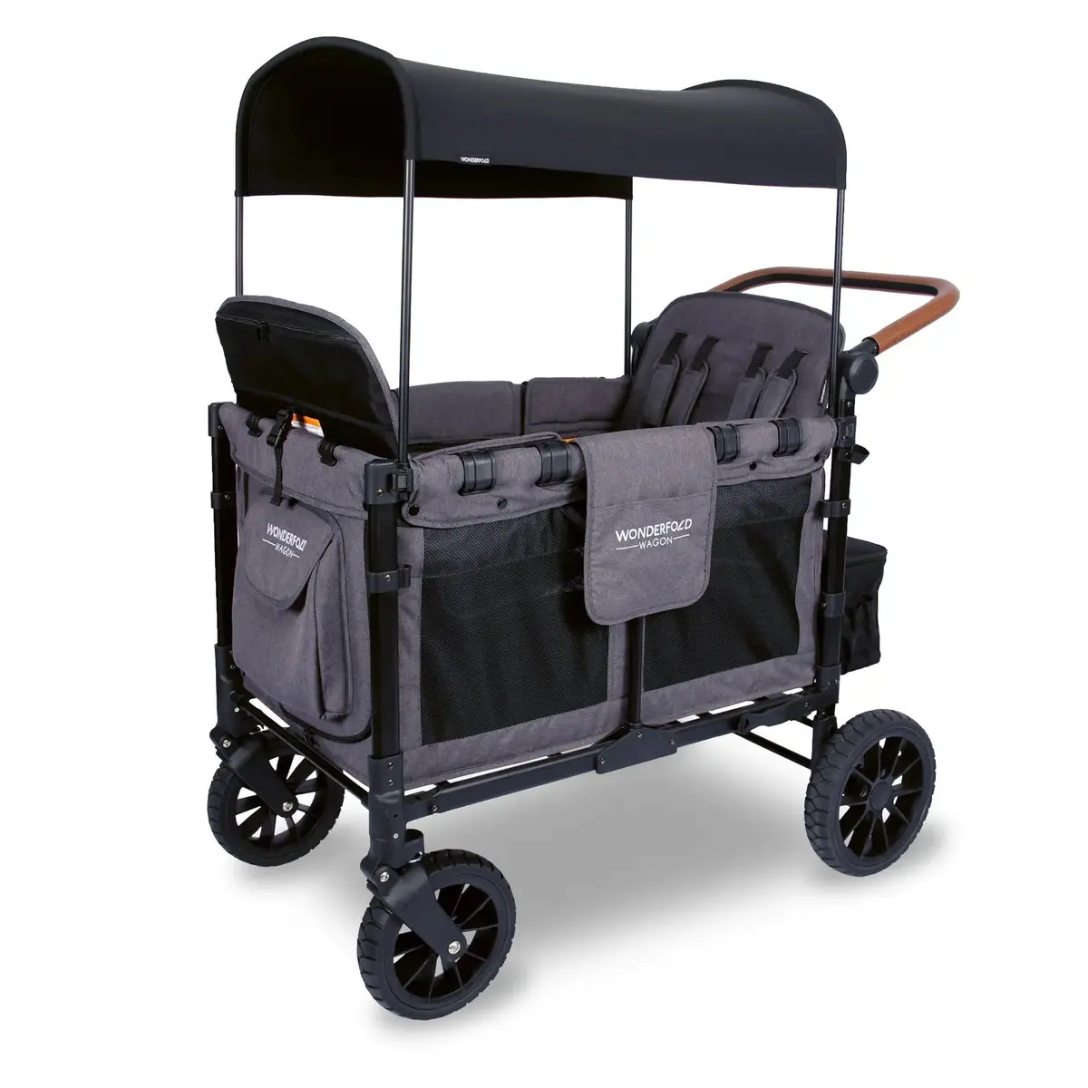 W4 Luxe Multifunctional Baby Stroller Wagon (4 Seater) Gray With Black Frame Back Order -Wonderfold 1