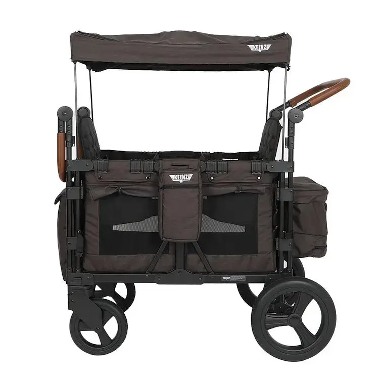Keenz Xc+ Plus 4 Person Luxury Push Pull Stroller Wagon W/Mesh Canopy & Sides, Charcoal 1