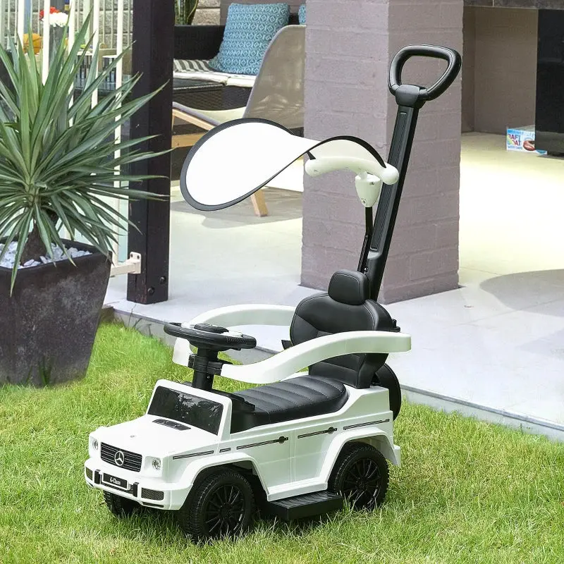 Compatible Ride-On Sliding Car G350 Walker Foot To Floor Slider Stroller Toddler Vehicle Push-Along With Horn Steering Wheel No Power Manual Under Seat Storage Safe Design, White 1