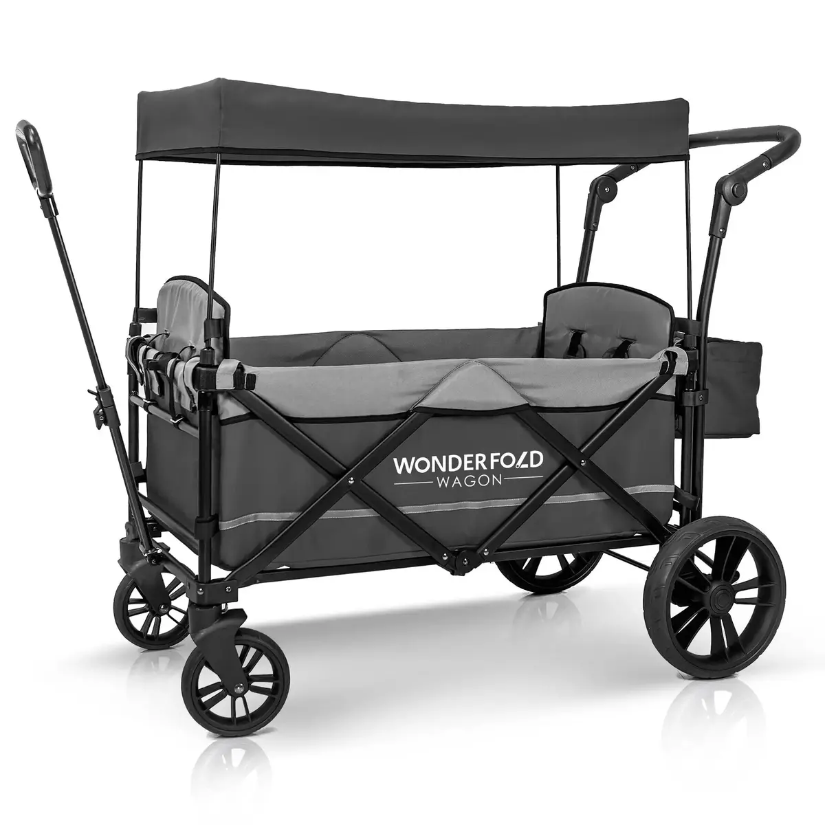 X2 Pull & Push Double Stroller Wagon (2 Seater) Gray -Wonderfold 1