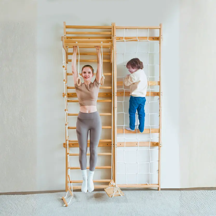 Avenlur | Neem | Swedish Ladder & Rope Wall - 95" Height 1