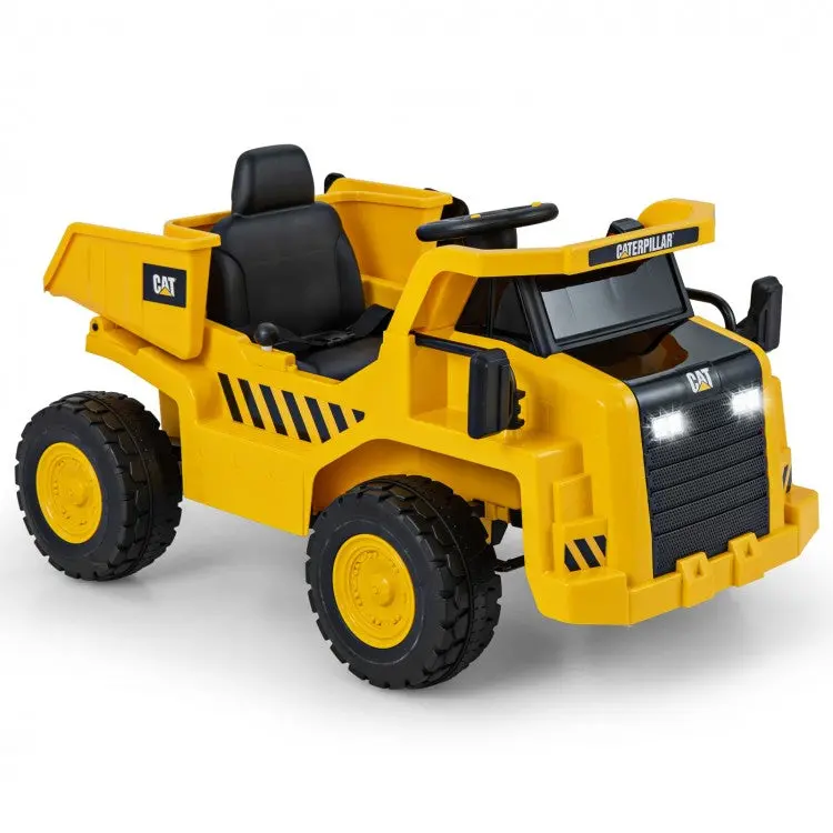 12V Caterpillar Licensed Kids Ride On Dump Truck With Tiltable Bump Bed 1