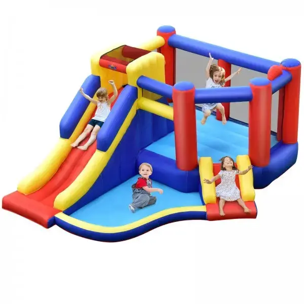 Kids Inflatable Bouncy Castle With Double Slides And Air Blower 1