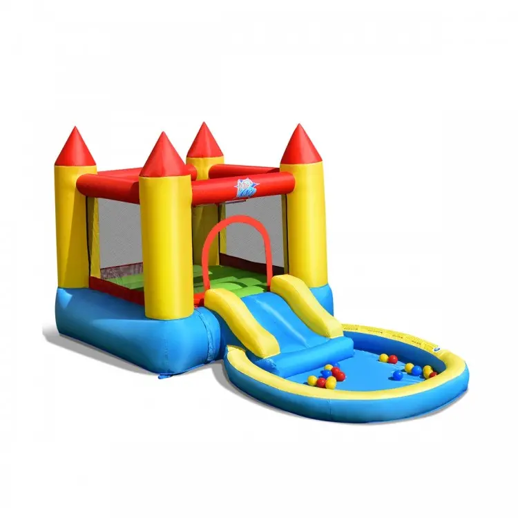 Inflatable Kids Slide Bounce House With 550W Blower 1