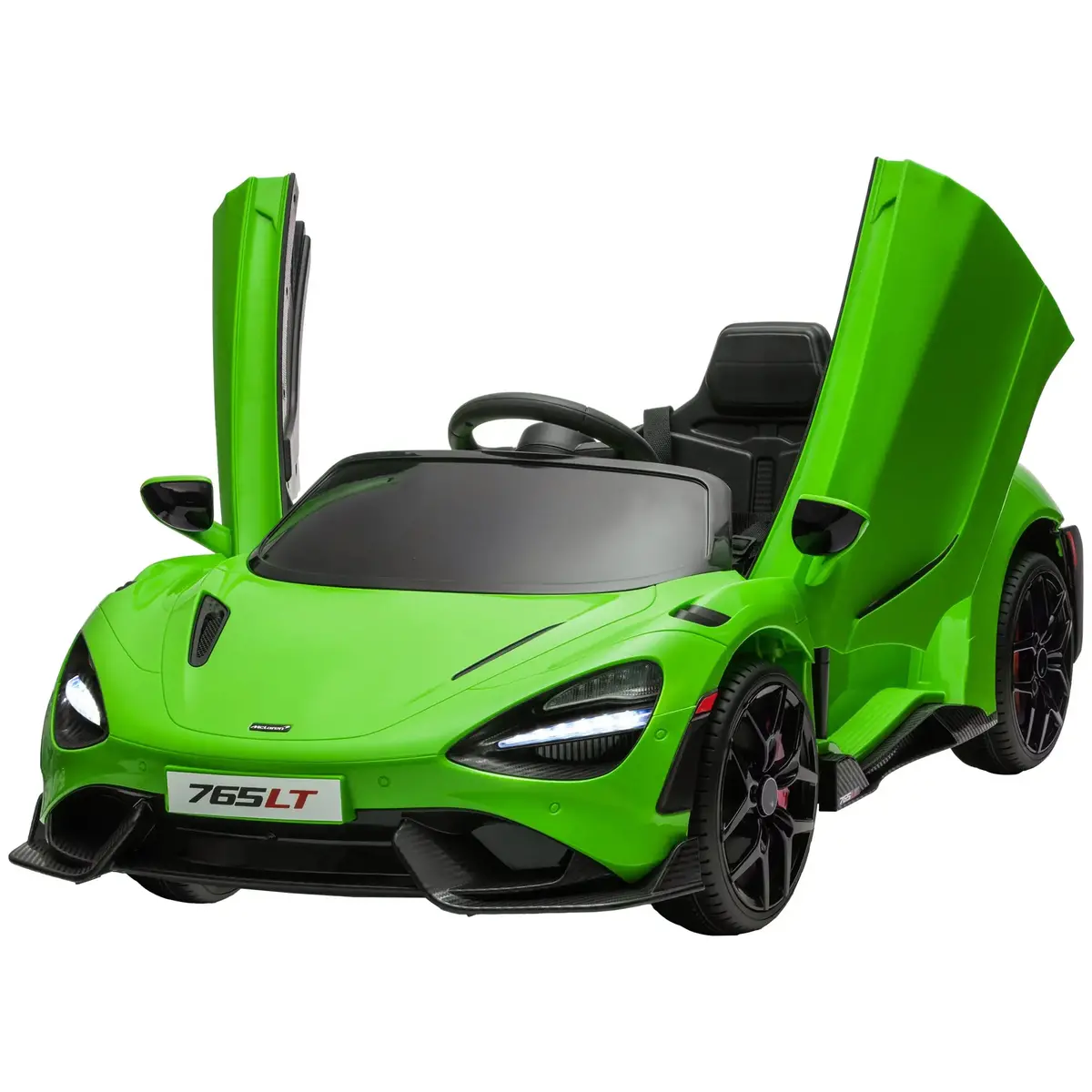 Qaba Mclaren 765Lt Licensed 12V Kids Electric Car W/ Scissor Doors, Transport Wheels, Remote, Slow Start, Music Horn 1