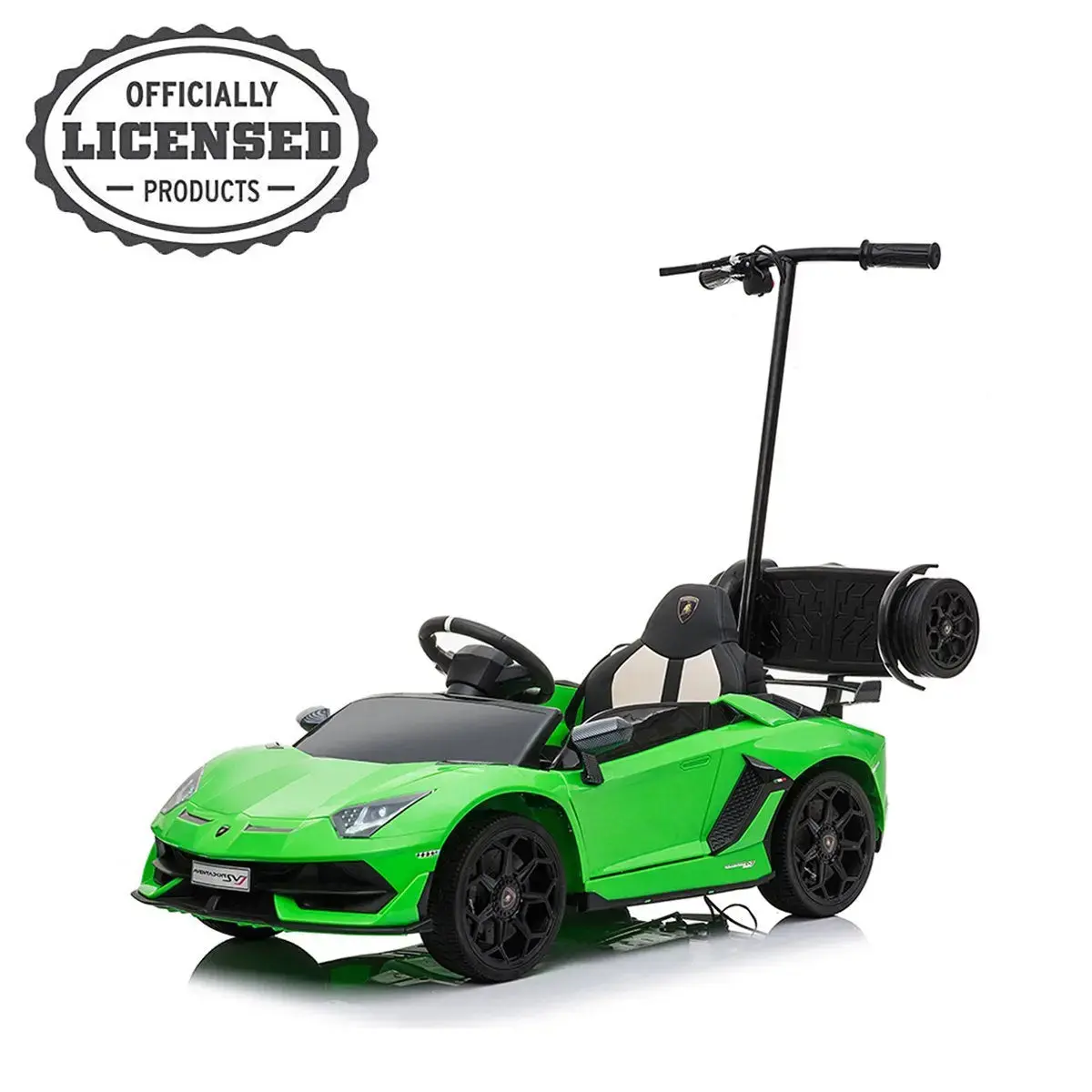 Lamborghini Aventador Svj 12V Electric Ride-On Car For Kids With Parental Hoverboard Lime Green- Kids On Wheelz 3
