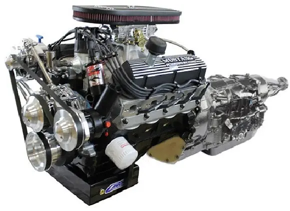 Ford Small Block Compatible 347 C.I. Engine And 4R70w Automatic Transmission - 415 Horsepower - Mustang Edition Builder Series - Black Pulley Kit - Fuel Injected 1
