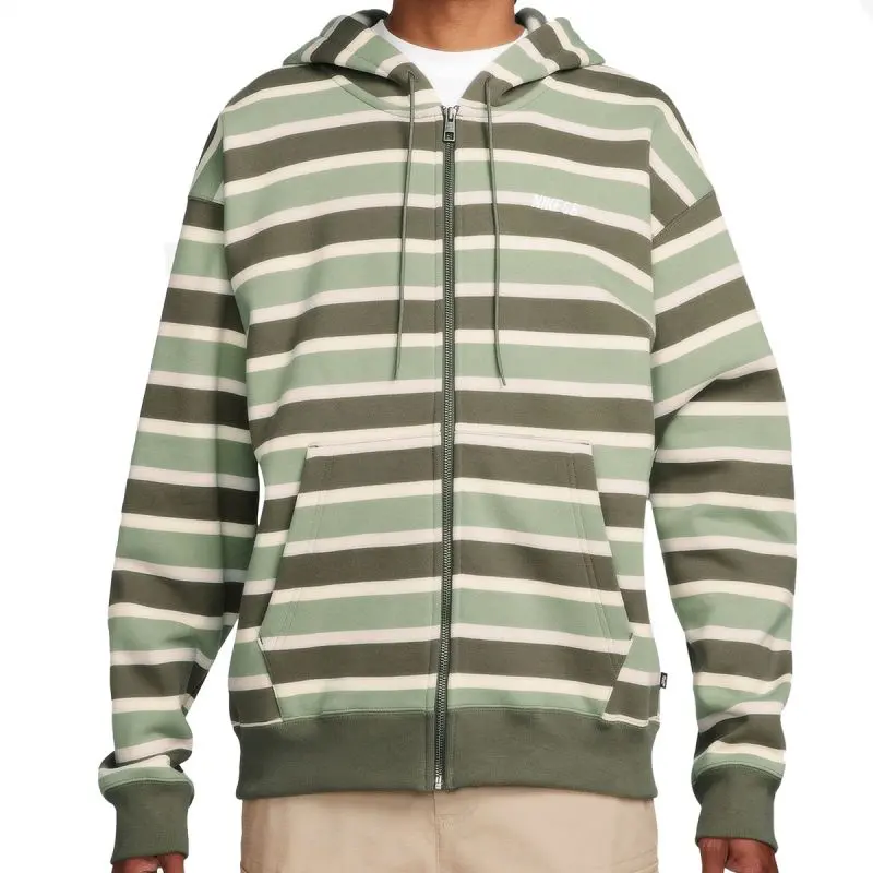Nike Sb Full Zip Striped Hoodie Coconut Milk/Oil Green/White 1